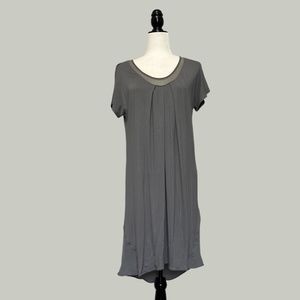 NWT H Halston Grey Short Sleeve High Low Chemise | Night Sleepwear Dress